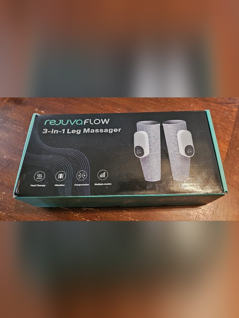 RejuvaFlow 3-in-1 Leg Massager in Gray - Compression, Heat & Vibration